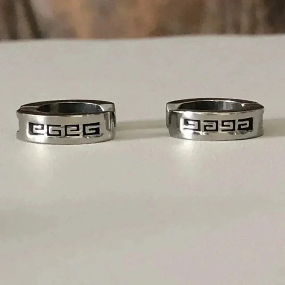 3 for $25/ Non-Perforated Greek Key Insignia Steel Cartilage Style Earrings NWT